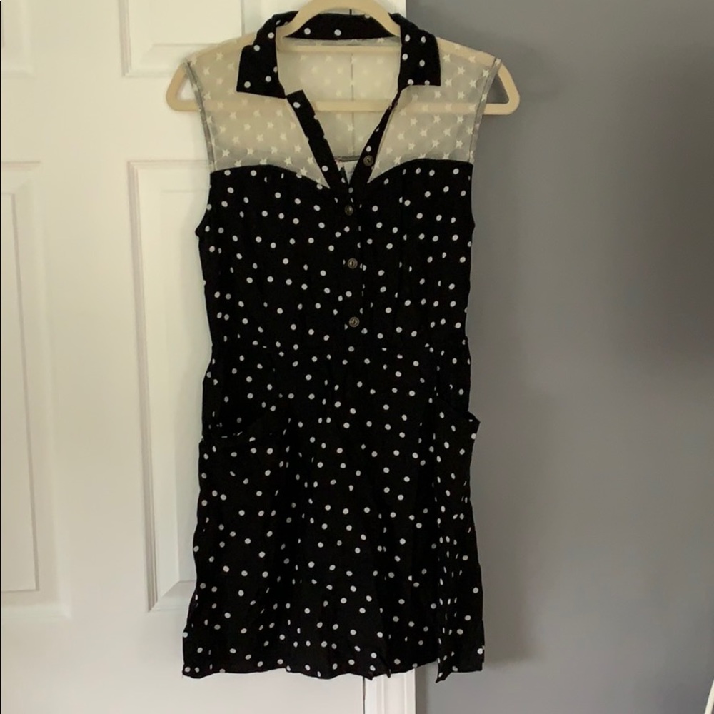Black white polka-doted dress